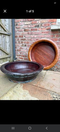 large wood bowls Chinese washing bowls vintage