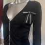 Moschino jeans Donna black zipped cardi with bow size UK12 EU40 Postage included Image 2