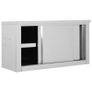 Kitchen Wall Cabinet with Sliding Doors 90x40x50 cm Stainless Steel Image 3