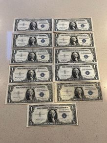 USA Dollar Silver Certificate Banknote x 11