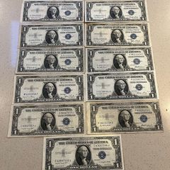 USA Dollar Silver Certificate Banknote x 11