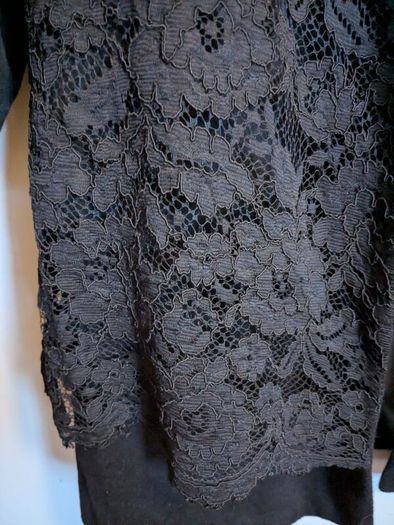 NEW  Black Wool Coat with Lace overlay
