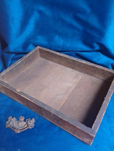 Rustic Vintage Wooden Box Carpenter Tool Tray Brass Handle