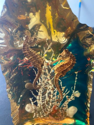 Lucite sea scape ornament