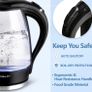 Glass Water Kettle with LED Lighting , 2200 Watts, 1.7 Liter, Boil-dry Protection, BPA Free (FREE POSTAGE) Image 4