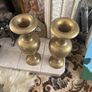 Pair of Vintage Ornate Engraved Brass Urn Vases Image 2