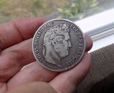 France 1833 B.Rouen Mint.Scarce.5 francs.90% Silver.Louis Phillippe.