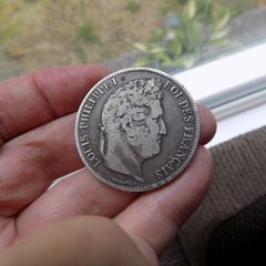 France 1833.Rouen Mint.Scarce. B.5 francs.90% Silver.Louis Phillippe.