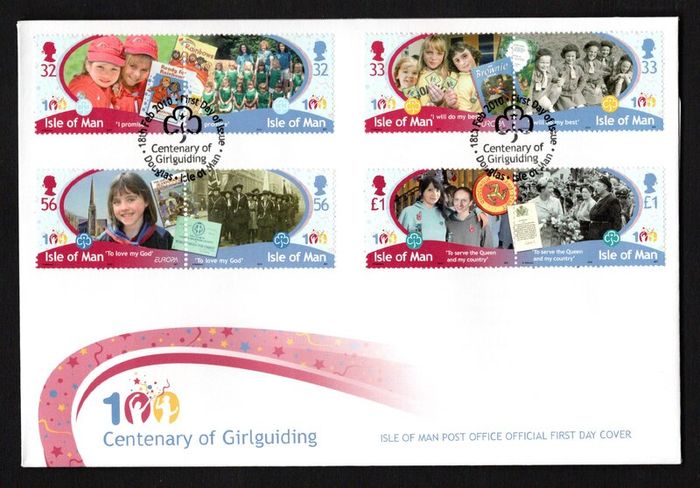 2010 Isle of Man Centenary of Girl guiding.; Europa Commemorative Stamps First Day Cover (FDC)
