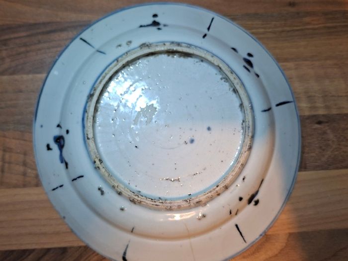 Antique Chinese blue and white dish, Ming dynasty, Wanli (1572-1620) and 18th Century Plate