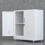 Metal Storage Cupboard with Locking Doors and Adjustable Shelf, Small Lockable Sideboard Buffet Cabinet for Home Office Hallway Entryway Living Dining Room White Image 3