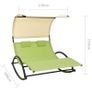 Double Sun Lounger with Canopy Textilene Green and Cream Image 2