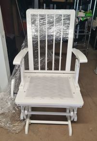 White Wooden Glider Rocking Chair Nursery  Relaxing Chair  Storage Clearance