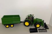 Vintage Bruder John Deere 7930 Tractor (2006) with Front Loader and Tipping Trailer (1998)