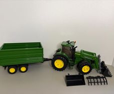 Vintage Bruder John Deere 7930 Tractor (2006) with Front Loader and Tipping Trailer (1998)