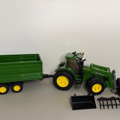 Vintage Bruder John Deere 7930 Tractor (2006) with Front Loader and Tipping Trailer (1998)