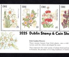 2025 Ireland Stamp & Coin Show Souvenir Sheet No 52 overprinting Irish Garden Flowers (Hibernian HP41) Commemorative Stamps Booklet Pane Mint Never Hinged (MNH)