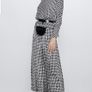 Zara midi black and white box pleated hundstooth skirt XS Image 4