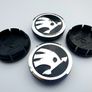 1set (4caps) Black Chrome logo SKODA Octavia Superb Fabia Yeti wheel center cap 5JA601151A 56mm caps Image 2