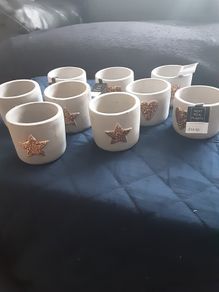 Miniature Painted Terracotta Pots Decorated with Glitter Star/Heart  ..  Three for 9.00e or 4.00e Each . Price Drop
