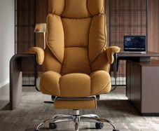 Big and Tall Office Chair 200kg, Heavy Duty Fabric Executive Desk Chair with Footrest, High Back Ergonomic Computer Chair, Reclining Home Office Chair with Thick Padding, Yellow
