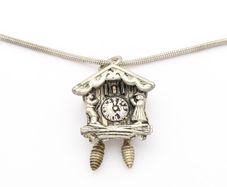Cuckoo Clock Alpine Folk Collectors Silver Necklace