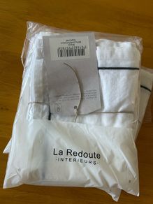 La Redoute Pack of 4 White napkins with black trim