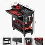 4-Tier Tool Cart with Wheels, 350 lbs Load Capacity, Rolling Work Cart with Drawer & Pegboard, Mechanic Tool Storage Organizer with Locking System for Garage, Warehouse and Repair Shop, Black Image 2