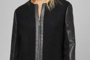 Ted Baker Vipper Faux Leather black coat UK 12