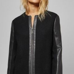 Ted Baker Vipper Faux Leather black coat UK 12