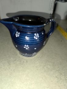 Vintage MINI Pitcher Creamer Dirndl Blue by Gmundner Austria Collection Gmunder Keramik Discontinued