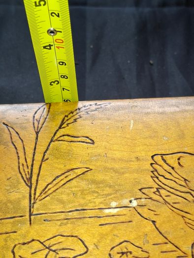 Antique Cedar Wood Box featuring a Swan Design on the Lid., Postage Available