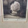 Antique W F Harber Signed Etching Bruges Framed 33 x 51 cm Image 2