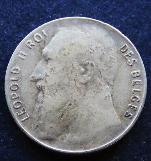 Silver coin 1901 Belgium 50 centimes | King Leopold II
