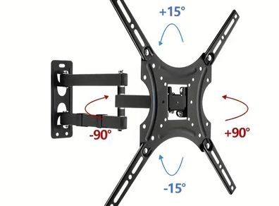 1pc Full Motion Metal TV Monitor Wall Mount, Hinged Arm with Swivel Tilt & Extension, Fits 32-55 Inches LED LCD Flat Panel & Curved TVs, VESA 15.75x15.75 Inches, Max Load 44 lbs