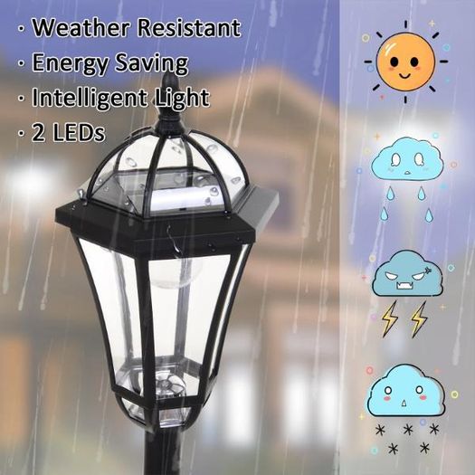 Set of 2 Solar LED Garden Lamp Posts