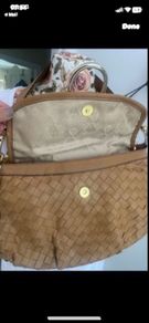 shoulder tan weave leather bag Annie Klien brand