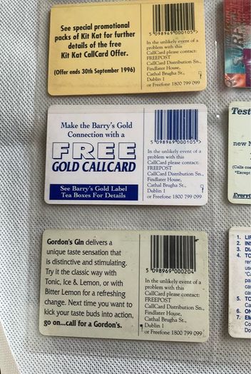 Diana Ross, Kit Kat , Xtra Vision, Barry's tea,  Gordon's gin call cards