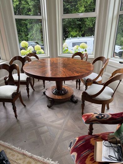 William IV style flame mahogany table & chairs