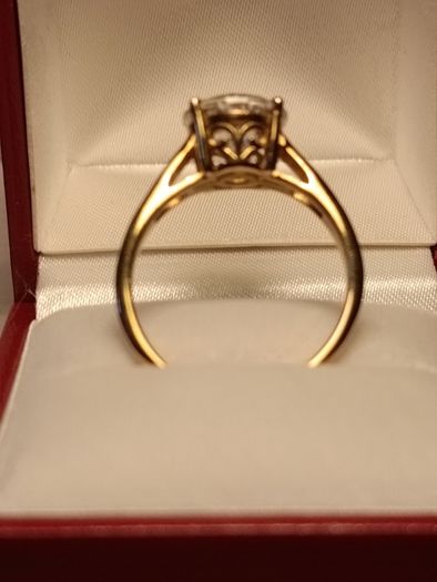 3 carat Moissanite Solitaire Ring in 18kt Vermeil Hard Gold Plated Sterling Silver (Bargain)