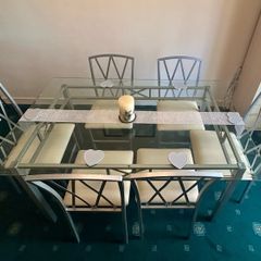 Glass dining table and 6 chairs