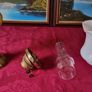 Vintage 21 Inches Tall Brass Double Burner Victorian Oil Lamp With Amber Glass Oil Font And With White Opaque Fluted  Glass Globe Shade Image 3