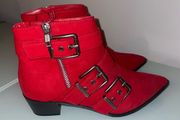 M&amp;S Red suede ankle boot - Size 4.5