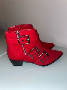 M&S Red suede ankle boot - Size 4.5