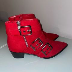 M&S Red suede ankle boot - Size 4.5