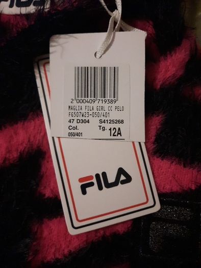 pink and black fluffy fila hoody