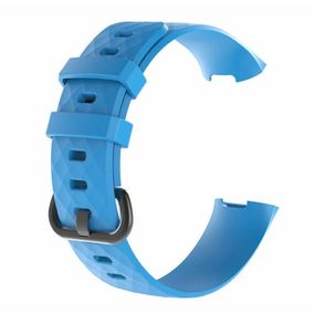 Small Blue Silicone Strap Buckle For Fitbit Charge 3 4 Replacement Band