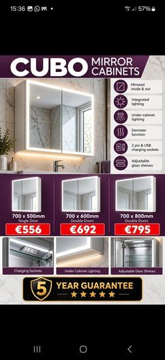 Mirror cabinets illuminated 500/600/800