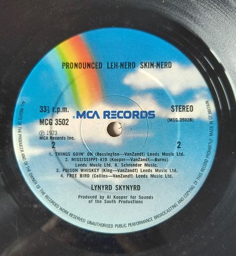 Lynyrd Skynyrd - Pronounced Leh-Nerd Skin-Nerd UK Vinyl LP (MCG 3502) POUNDA