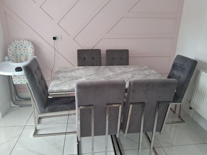 Dining table and chairs (6) marble style